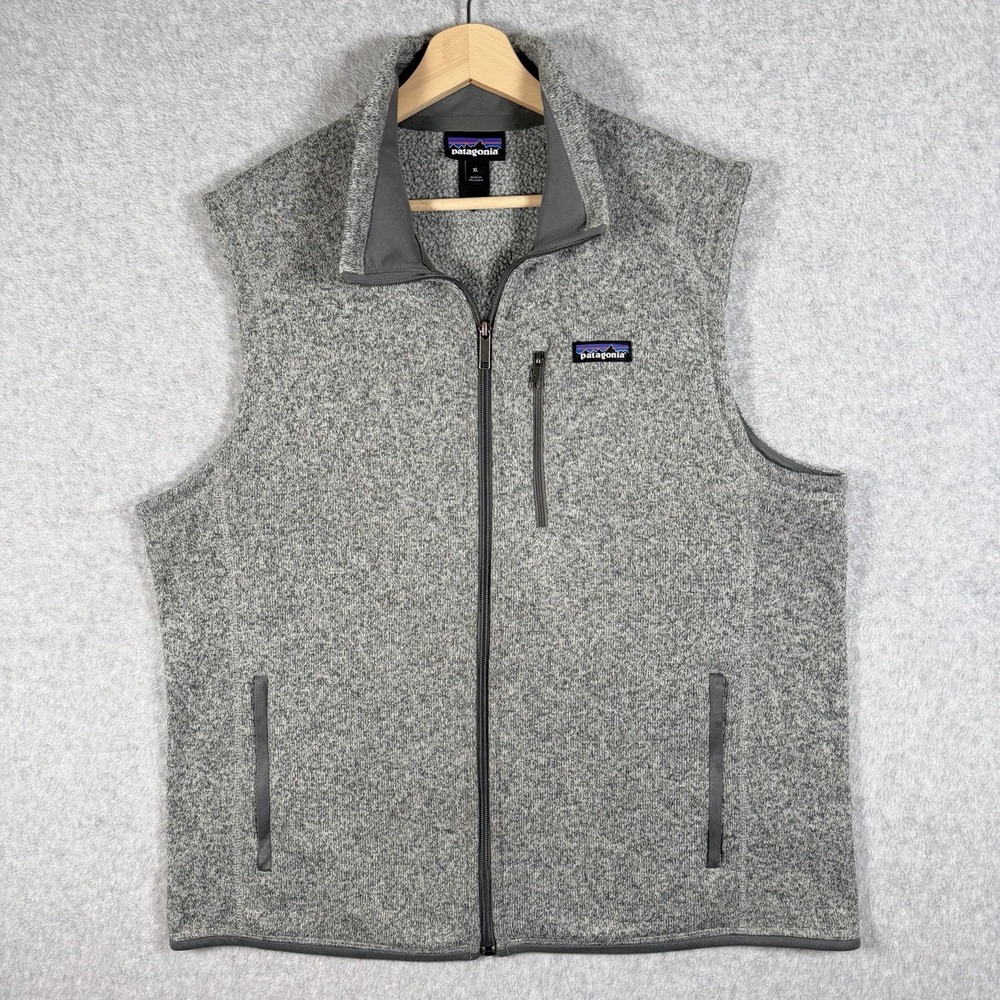 Patagonia Better Sweater Vest Mens XL Gray Full Zip Fleece Chest Pocket Preppy